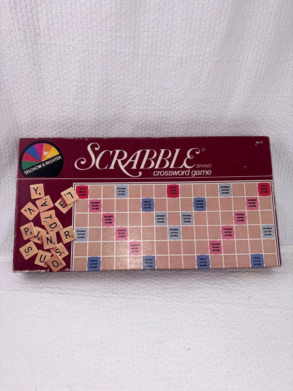 Vintage 1983 Scrabble No 17 Selchow & Righter Wood Tiles Made USA Complete